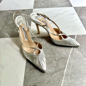 Manolo Blahnik Piggino Nappa Slingback Heels